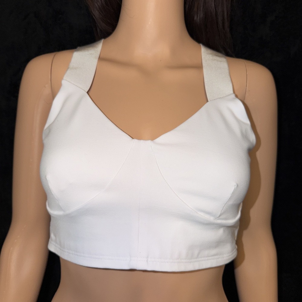 Alo Yoga Airbrush Rev It‎ Up Sports Bra Racerback Wide Straps White Sports